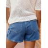 image:imageAstylish Womens High Waisted Shorts Jean Stretchy Casual Fashion Trendy Flap Pockets Denim ShortsDark Blue