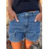 image:imageAstylish Womens High Waisted Shorts Jean Stretchy Casual Fashion Trendy Flap Pockets Denim ShortsDark Blue