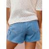 image:imageAstylish Womens High Waisted Shorts Jean Stretchy Casual Fashion Trendy Flap Pockets Denim ShortsLight Blue
