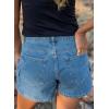image:imageAstylish Womens High Waisted Shorts Jean Stretchy Casual Fashion Trendy Flap Pockets Denim ShortsLight Blue