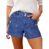 image:imageAstylish Womens High Waisted Shorts Jean Stretchy Casual Fashion Trendy Double Button Fly Denim ShortsAshleigh Blue