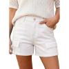 image:imageAstylish Womens High Waisted Shorts Jean Stretchy Casual Fashion Trendy Flap Pockets Denim ShortsWhite