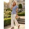 image:imageAstylish Womens Elegant Wrap V Neck Peplum Tops Cap Sleeve Stretchy Ruched Ruffle Dressy Blouses ShirtsBeau Blue