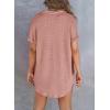 image:imageAstylish Women Waffle Knit Tops Henley Shirts Long Sleeve V Neck Solid Color Casual TunicYz Dusty Pink