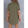 image:imageAstylish Women Waffle Knit Tops Henley Shirts Long Sleeve V Neck Solid Color Casual TunicYz Moss Green