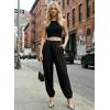 image:imageAstylish Womens Elastic High Waisted Baggy Barrel Pants 2026 Casual Lounge Boho Harem Trousers PantsBlack