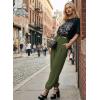 image:imageAstylish Womens Elastic High Waisted Baggy Barrel Pants 2026 Casual Lounge Boho Harem Trousers PantsBlackish Green