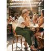 image:imageAstylish Womens Elastic High Waisted Baggy Barrel Pants 2026 Casual Lounge Boho Harem Trousers PantsBlackish Green