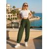 image:imageAstylish Womens Elastic High Waisted Baggy Barrel Pants 2026 Casual Lounge Boho Harem Trousers PantsBlackish Green