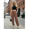 image:imageAstylish Womens Elastic High Waisted Baggy Barrel Pants 2026 Casual Lounge Boho Harem Trousers PantsCoffee