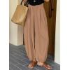 image:imageAstylish Womens Elastic High Waisted Baggy Barrel Pants 2026 Casual Lounge Boho Harem Trousers PantsElmwood
