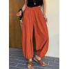 image:imageAstylish Womens Elastic High Waisted Baggy Barrel Pants 2026 Casual Lounge Boho Harem Trousers PantsFlamingo