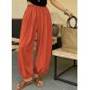 image:imageAstylish Womens Elastic High Waisted Baggy Barrel Pants 2026 Casual Lounge Boho Harem Trousers PantsFlamingo