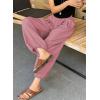 image:imageAstylish Womens Elastic High Waisted Baggy Barrel Pants 2026 Casual Lounge Boho Harem Trousers PantsFushia