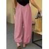 image:imageAstylish Womens Elastic High Waisted Baggy Barrel Pants 2026 Casual Lounge Boho Harem Trousers PantsFushia