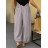 image:imageAstylish Womens Elastic High Waisted Baggy Barrel Pants 2026 Casual Lounge Boho Harem Trousers PantsGray
