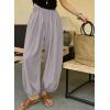 image:imageAstylish Womens Elastic High Waisted Baggy Barrel Pants 2026 Casual Lounge Boho Harem Trousers PantsGray