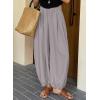 image:imageAstylish Womens Elastic High Waisted Baggy Barrel Pants 2026 Casual Lounge Boho Harem Trousers PantsGray