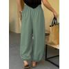 image:imageAstylish Womens Elastic High Waisted Baggy Barrel Pants 2026 Casual Lounge Boho Harem Trousers PantsMist Green