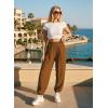 image:imageAstylish Womens Elastic High Waisted Baggy Barrel Pants 2026 Casual Lounge Boho Harem Trousers PantsMustard