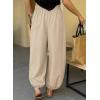 image:imageAstylish Womens Elastic High Waisted Baggy Barrel Pants 2026 Casual Lounge Boho Harem Trousers PantsOatmeal