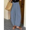 image:imageAstylish Womens Elastic High Waisted Baggy Barrel Pants 2026 Casual Lounge Boho Harem Trousers PantsStone Blue