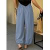 image:imageAstylish Womens Elastic High Waisted Baggy Barrel Pants 2026 Casual Lounge Boho Harem Trousers PantsStone Blue