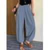 image:imageAstylish Womens Elastic High Waisted Baggy Barrel Pants 2026 Casual Lounge Boho Harem Trousers PantsStone Blue