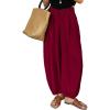 image:imageAstylish Womens Elastic High Waisted Baggy Barrel Pants 2026 Casual Lounge Boho Harem Trousers PantsBurgundy