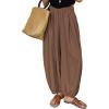 image:imageAstylish Womens Elastic High Waisted Baggy Barrel Pants 2026 Casual Lounge Boho Harem Trousers PantsCoffee