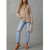 image:imageAstylish Women Button Down Denim Shirts Casual Long Sleeve V Neck Chambray Blouse TopZ Coffee