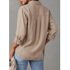 image:imageAstylish Women Button Down Denim Shirts Casual Long Sleeve V Neck Chambray Blouse TopZ Coffee