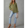 image:imageAstylish Women Button Down Denim Shirts Casual Long Sleeve V Neck Chambray Blouse TopZ Moss Green