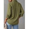 image:imageAstylish Women Button Down Denim Shirts Casual Long Sleeve V Neck Chambray Blouse TopZ Moss Green