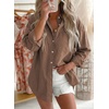 image:imageAstylish Women Denim Shirts Button Down Blouse V Neck Casual TopsT Dark Brown