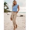 image:imageAstylish Womens 2026 Floral Chiffon Blouses V Neck Ruffle Sleeve Fitted Tops Boho Chic Tank ShirtsY Gingham Blue