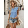 image:imageAstylish Womens 2026 Floral Chiffon Blouses V Neck Ruffle Sleeve Fitted Tops Boho Chic Tank ShirtsY Gingham Blue