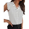 image:imageAstylish Womens 2026 Floral Chiffon Blouses V Neck Ruffle Sleeve Fitted Tops Boho Chic Tank ShirtsY Polka Dots White