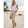 image:imageAstylish Womens 2026 Floral Chiffon Blouses V Neck Ruffle Sleeve Fitted Tops Boho Chic Tank ShirtsY Polka Dots White