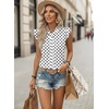 image:imageAstylish Womens 2026 Floral Chiffon Blouses V Neck Ruffle Sleeve Fitted Tops Boho Chic Tank ShirtsY Polka Dots White