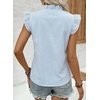 image:imageAstylish Womens 2026 Floral Chiffon Blouses V Neck Ruffle Sleeve Fitted Tops Boho Chic Tank ShirtsY Striped Sky Blue