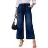 image:imageAstylish Womens 2026 Stretchy Wide Leg High Waisted Jeans Tummy Control Casual Cropped Ankle Denim PantsY Blue