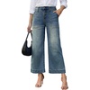 image:imageAstylish Womens 2026 Stretchy Wide Leg High Waisted Jeans Tummy Control Casual Cropped Ankle Denim PantsY Blue Sapphire