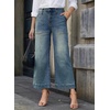 image:imageAstylish Womens 2026 Stretchy Wide Leg High Waisted Jeans Tummy Control Casual Cropped Ankle Denim PantsY Blue Sapphire