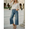image:imageAstylish Womens 2026 Stretchy Wide Leg High Waisted Jeans Tummy Control Casual Cropped Ankle Denim PantsY Blue Sapphire