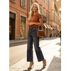 image:imageAstylish Womens 2026 Stretchy Wide Leg High Waisted Jeans Tummy Control Casual Cropped Ankle Denim PantsY Dark Grey