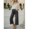 image:imageAstylish Womens 2026 Stretchy Wide Leg High Waisted Jeans Tummy Control Casual Cropped Ankle Denim PantsY Dark Grey