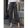 image:imageAstylish Womens 2026 Stretchy Wide Leg High Waisted Jeans Tummy Control Casual Cropped Ankle Denim PantsY Dark Grey