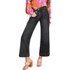 image:imageAstylish Womens 2026 Stretchy Wide Leg High Waisted Jeans Tummy Control Casual Cropped Ankle Denim PantsY Dark Grey