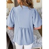 image:imageAstylish Womens Dressy Smocked V Neck Babydoll Peplum Tops Summer Puff Sleeve Cute Elegant Ruffle Blouse ShirtBeau Blue